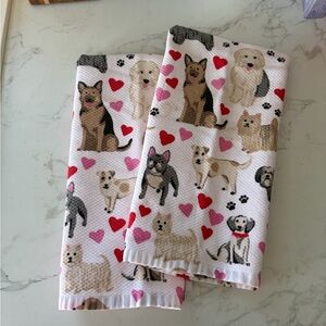 Charming Dog Print Kitchen Towels - White and Multicolor
